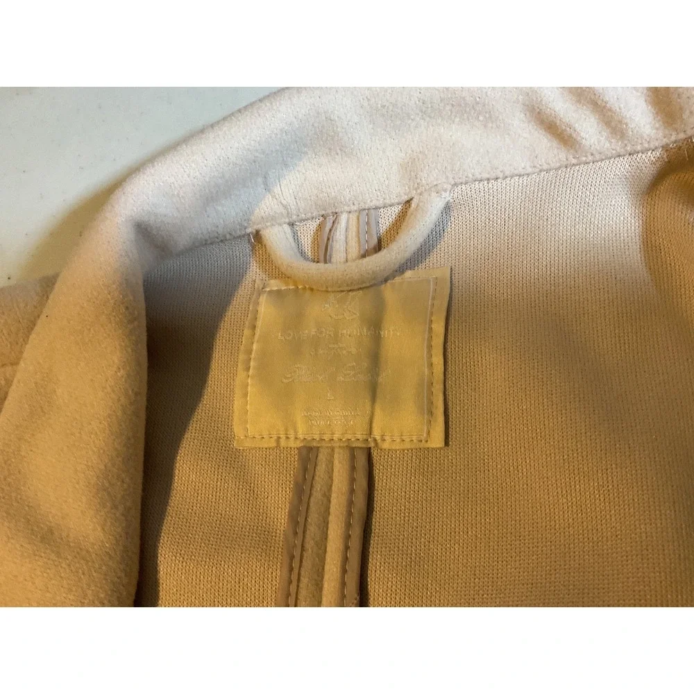BEIGE Lapel‎ Long Sleeve Single Button Cozy Midi Coat Women Size L
